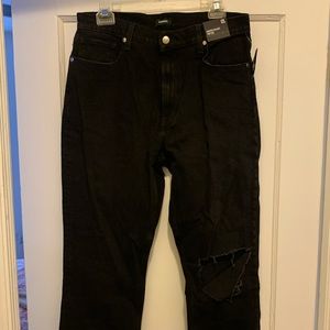 Express straight leg distressed black jeans